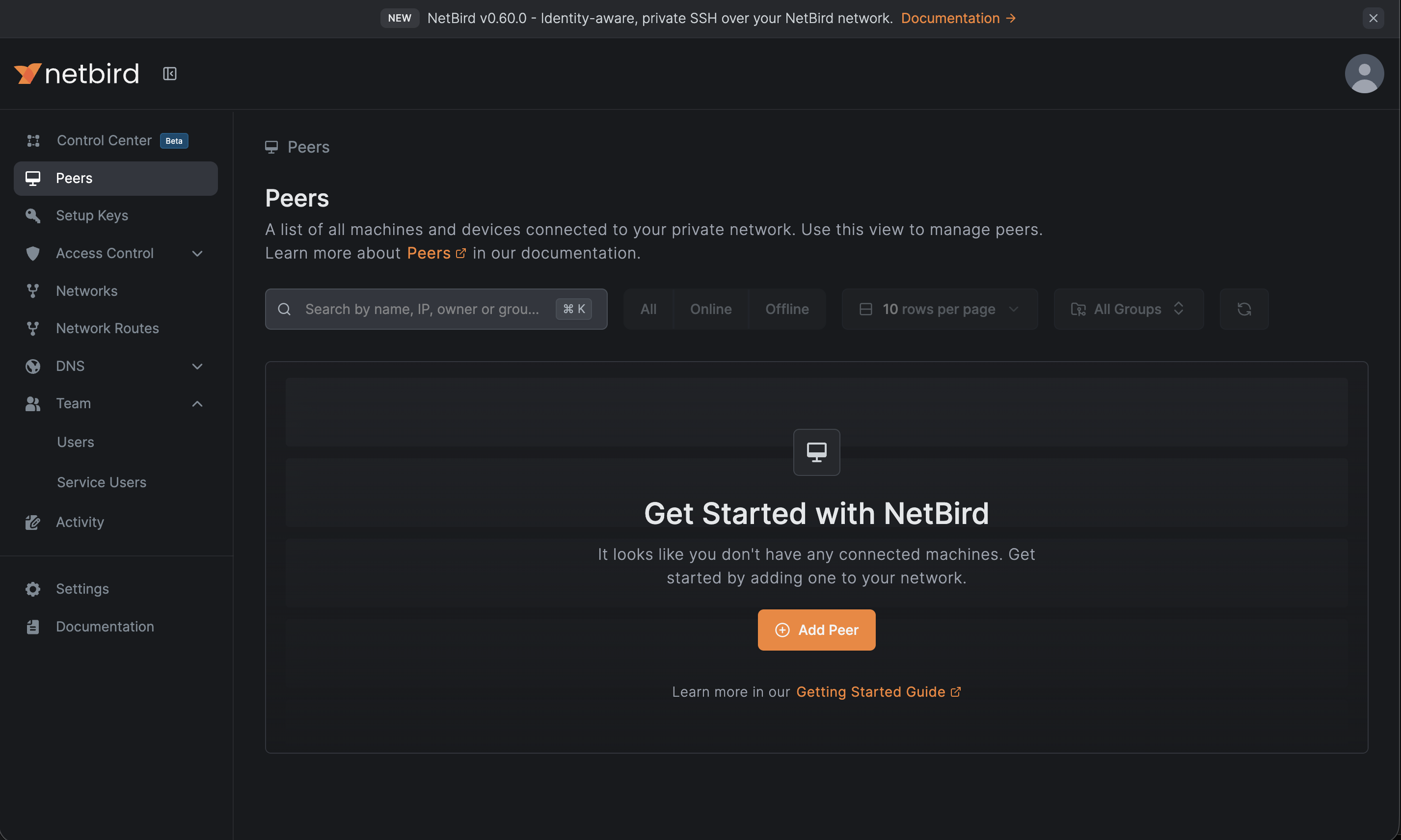 NetBird Dashboard